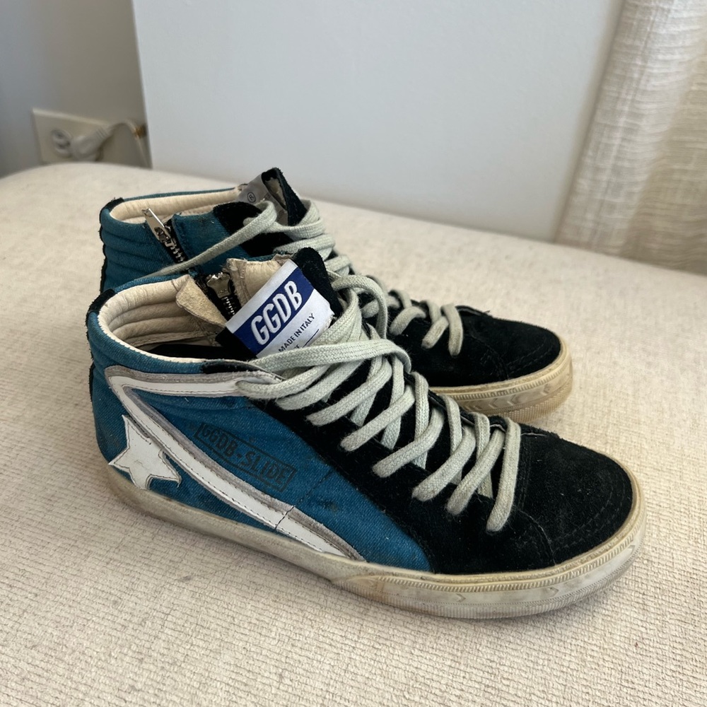 Golden Goose Deluxe Brand - Denim Blue High Top Slide Sneaker. SIZE WOMENS 37